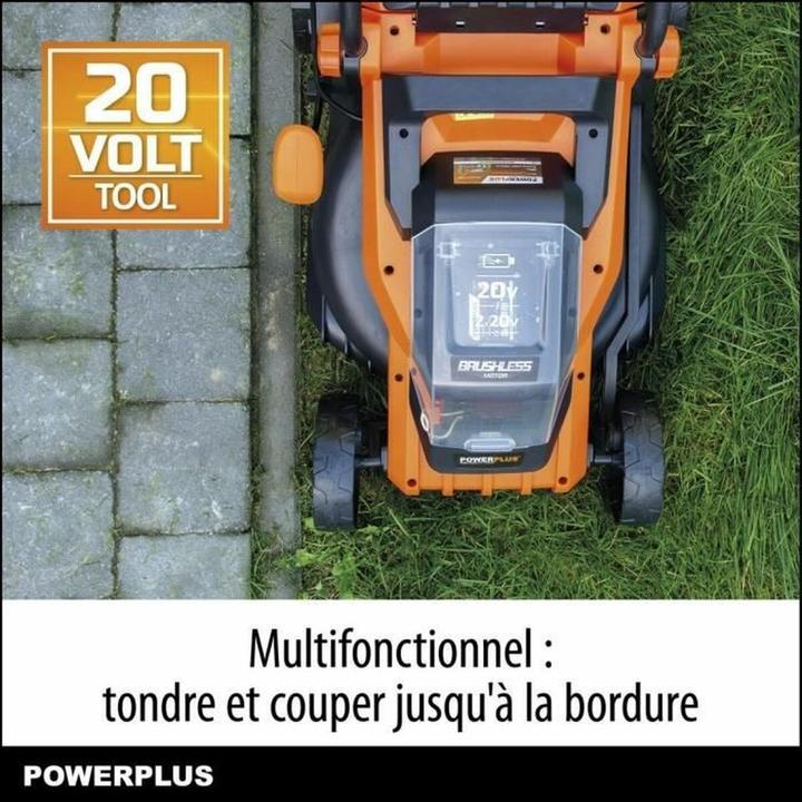 Produktbild Powerplus PowDPGLWS1 - Dual Power Battery Rasenmäher - 20 V - inkl.Batterie und Ladegerät - Grassc (Akkubetrieb)