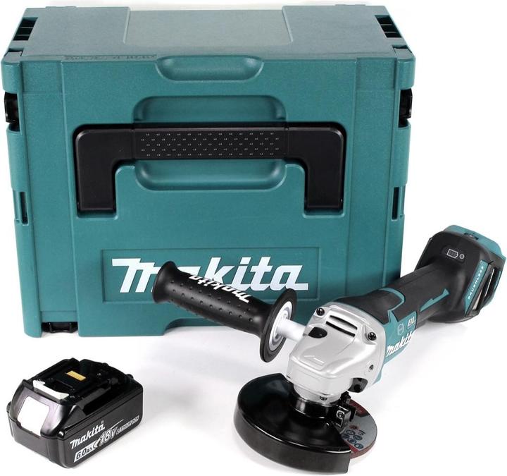 Actual product image Makita DGA 517 G1J Cordless angle grinder 18 V 125 mm brushless + 1x rechargeable battery 6.0 Ah + Makpac (125 mm)