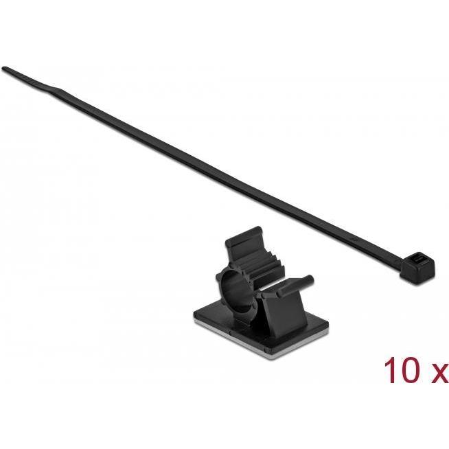 Delock, Fascette, Morsetto per cavi 37 x 18 mm con fascetta L 300 x L 4,8 mm nero (Fascette in plastica, 37 mm, 10 pz.)