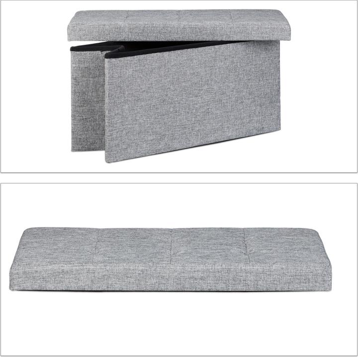 Image du produit Relaxdays Pouf de rangement pliant lin (38 cm)