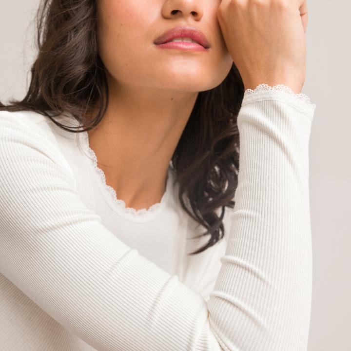 Produktbild La Redoute Collections Langarmshirt mit Rundhals und Spitzendetails (XXL)