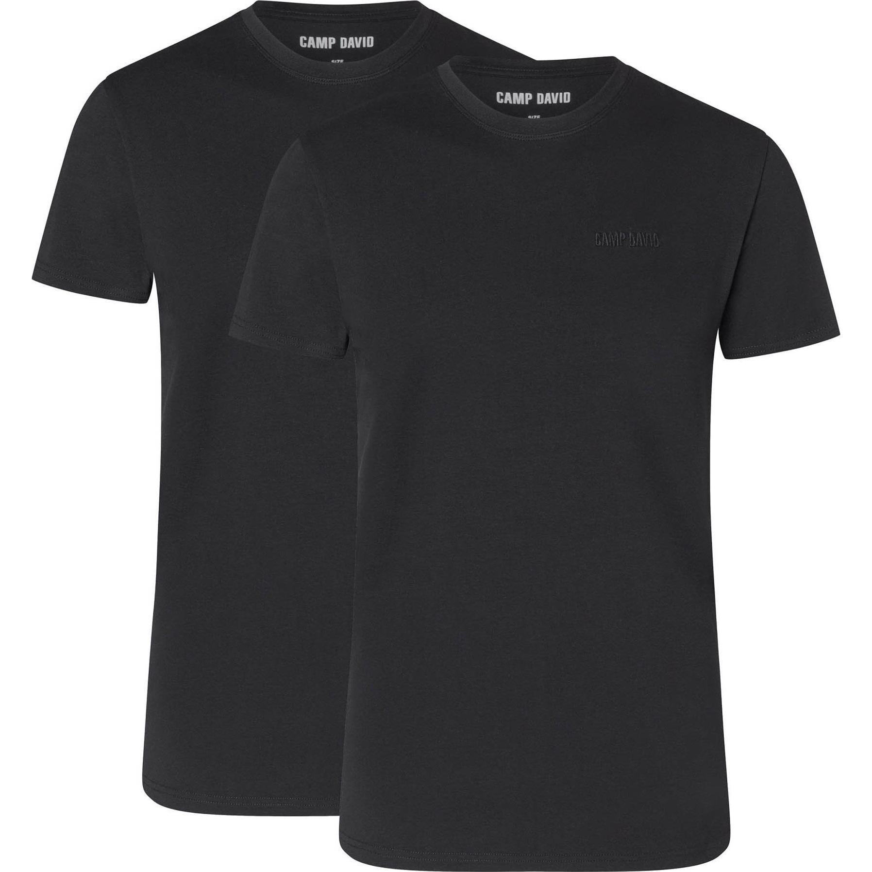 Camp David, Herren, Shirt, Men underwear Crew Neck 2p, Schwarz, (XL)