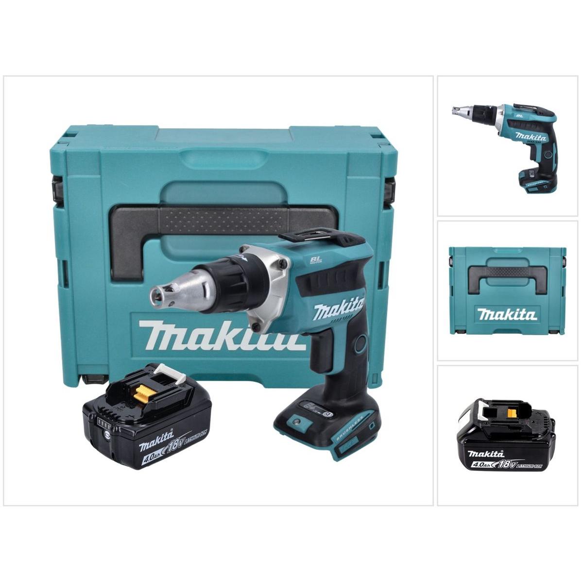 Makita, Bohrmaschine + Akkuschrauber, DFS 452 M1J Akku Schnellbauschrauber 18 V Brushless + 1x Akku 4,0 Ah + Makpac - oh...