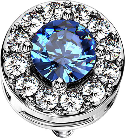 Immagine prodotto Star Piercing Ancora dermica cerchio in cristallo d'argento con grande cristallo blu (Ottone, Acciaio chirurgico 316L)
