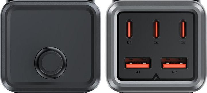 Immagine prodotto Acefast Ciabatta elettrica da tavolo Z2, GaN, 3xUSB-C, 2xUSB-A, 75W (nero) (75 W)