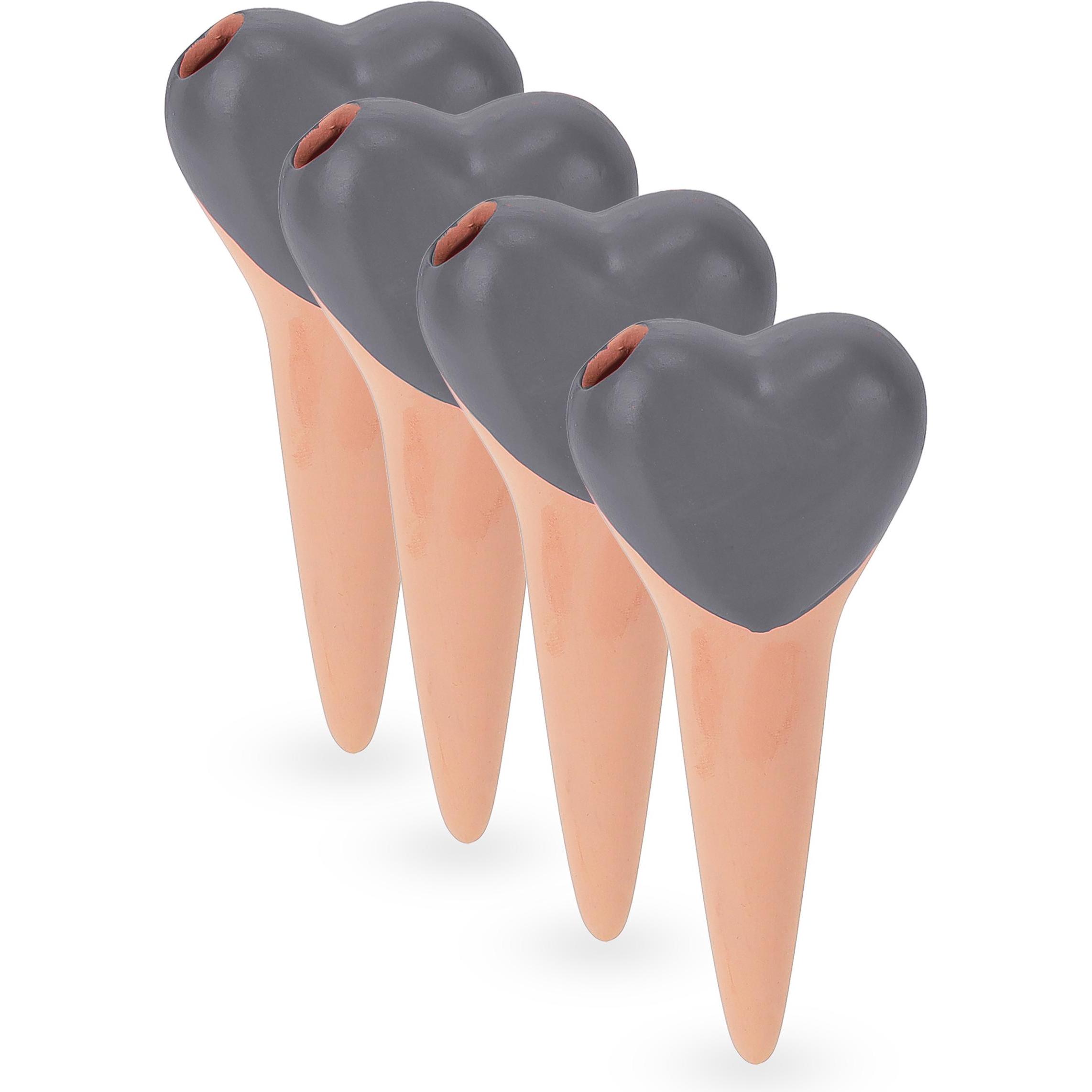 Relaxdays, Bewässerungskugeln + Tonkegel, 4x Tonkegel (Tonkegel Bewässerung)