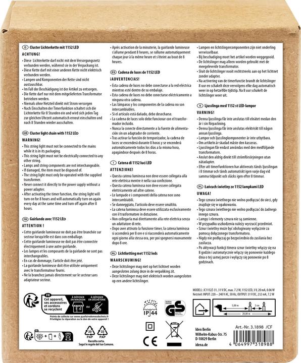 Produktbild Idena LED Cluster Lichterkette warmweiss 28m 1152er Aussen (28 m)