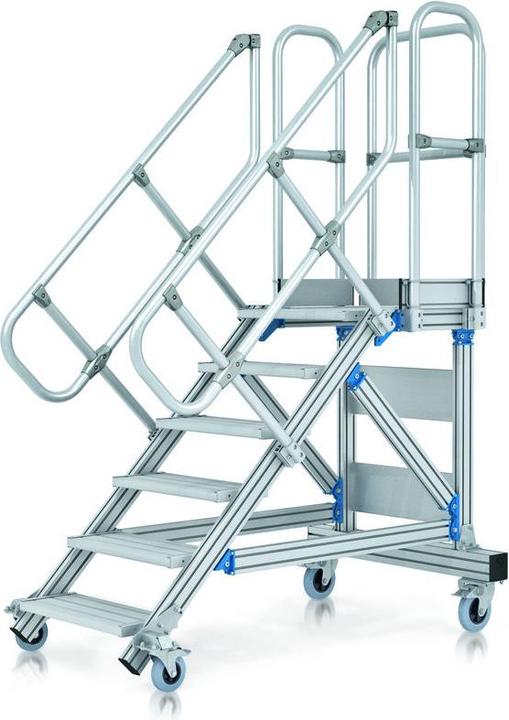 Produktbild Zarges Plattformtreppe fahrbar 60° 17 Stufen, 800 mm breit, Höhe 4,25 m (Plattformleiter, 80 cm)