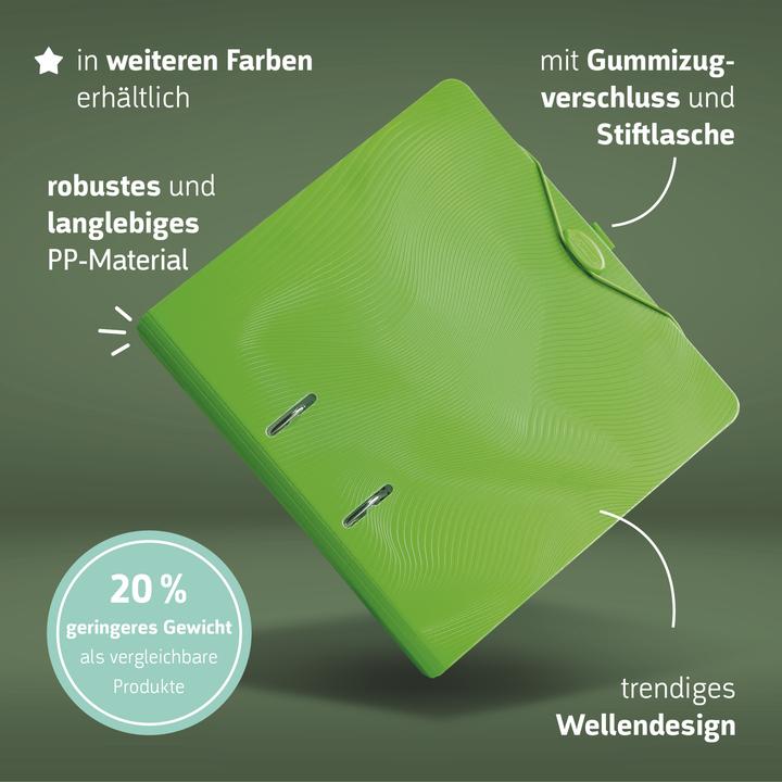 Produktbild Brunnen WAVE Ordner kiwi Kunststoff 7,0 cm DIN A4 (A4, 70 mm, 1 Stk.)