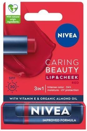 Actual product image NIVEA Caring Beauty 3 In 1 Caring Lip Balm Red 48g (Lip balm)