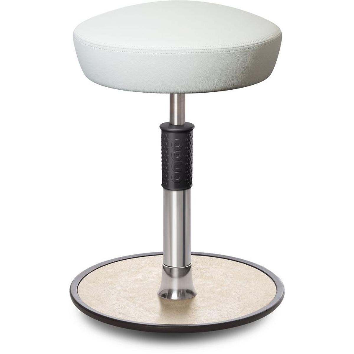 Ongo, Bürostuhl, Sitz- Stehhocker Free Regular Hutsitz Boxmark Leder Weiss chrom /cremeweiss