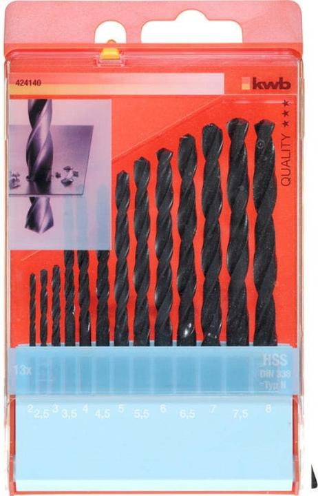 Produktbild kwb Spiralbohrer Set 13-teilig (2 mm, 2.5 mm, 3 mm, 3.5 mm, 4 mm, 4.5 mm, 5 mm, 5.5 mm, 6 mm, 6.5 mm, 7 mm, 7.5 mm, 8 mm)