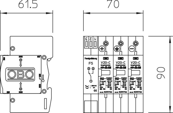 Produktbild OBO Bettermann CombiController V50 dreipolig für PV- 5093625