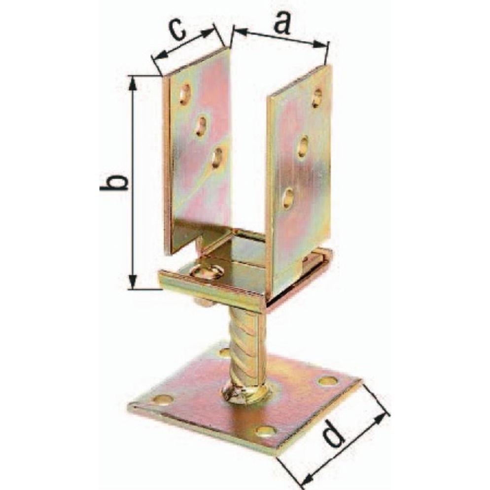 Alberts U-Pfostentrger verstellbar z. Aufschrauben 71-131 x 110 x 70 mm, galv. gelb verzinkt, 1 Stck (1 Stk.) (214500)