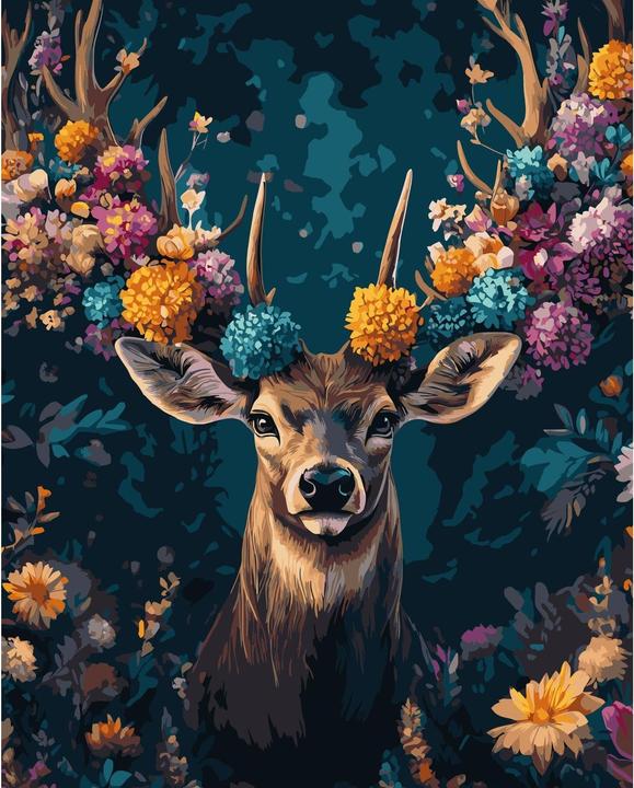 Colorelle Malen nach Zahlen: Hirsch mit buntem Blumengeweih