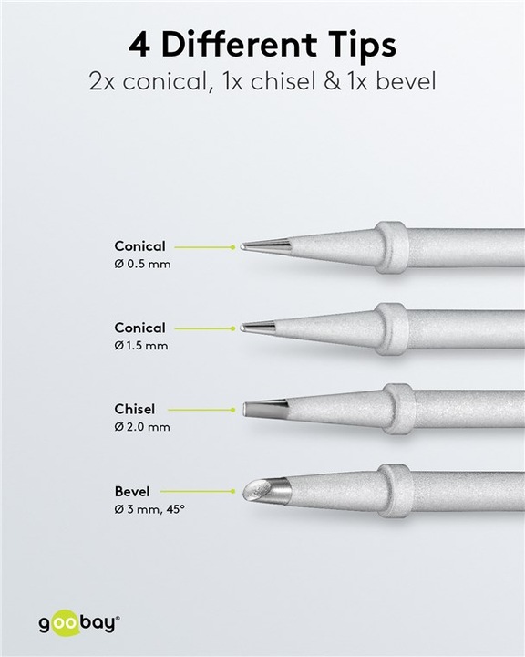 Actual product image Goobay Spare soldering tip set for soldering station AP 2, 4 different types (Soldering tip)