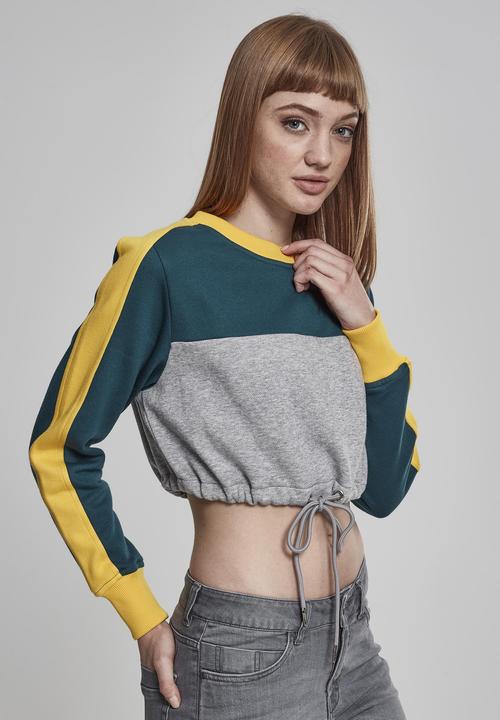 Produktbild Urban Classics Ladies Cropped 3-Tone Stripe Crew (XL)