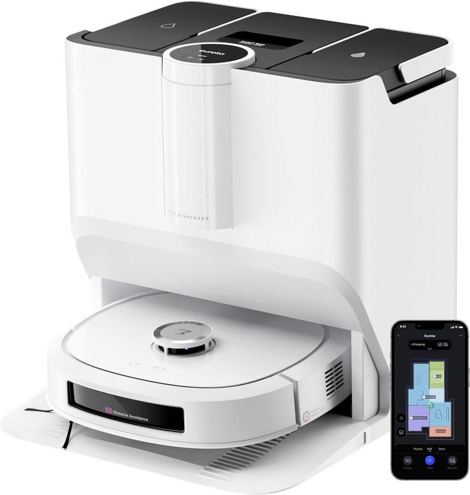 Eureka Robot aspirapolvere e lavapavimenti con mappatura, autopulizia, 8000 Pa, 45°C (8000 Pa, Wischrolle)