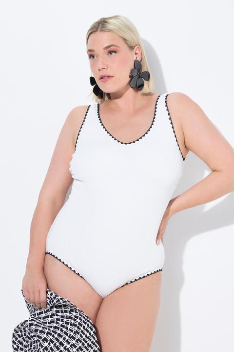 Image du produit Ulla Popken Maillot de bain sans bonnets souples, décolleté en V et matière texturée (50, 52)