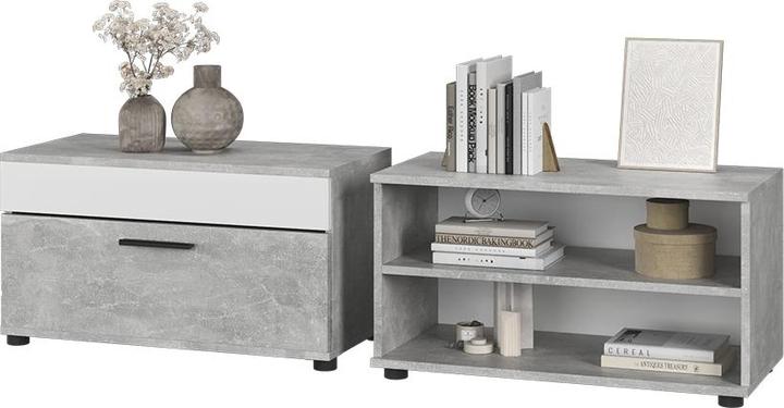 Produktbild Vicco Wohnzimmerschränke Berno, Beton/Weiss, 2 Teile (70.80 x 35.30 x 38.90 cm)