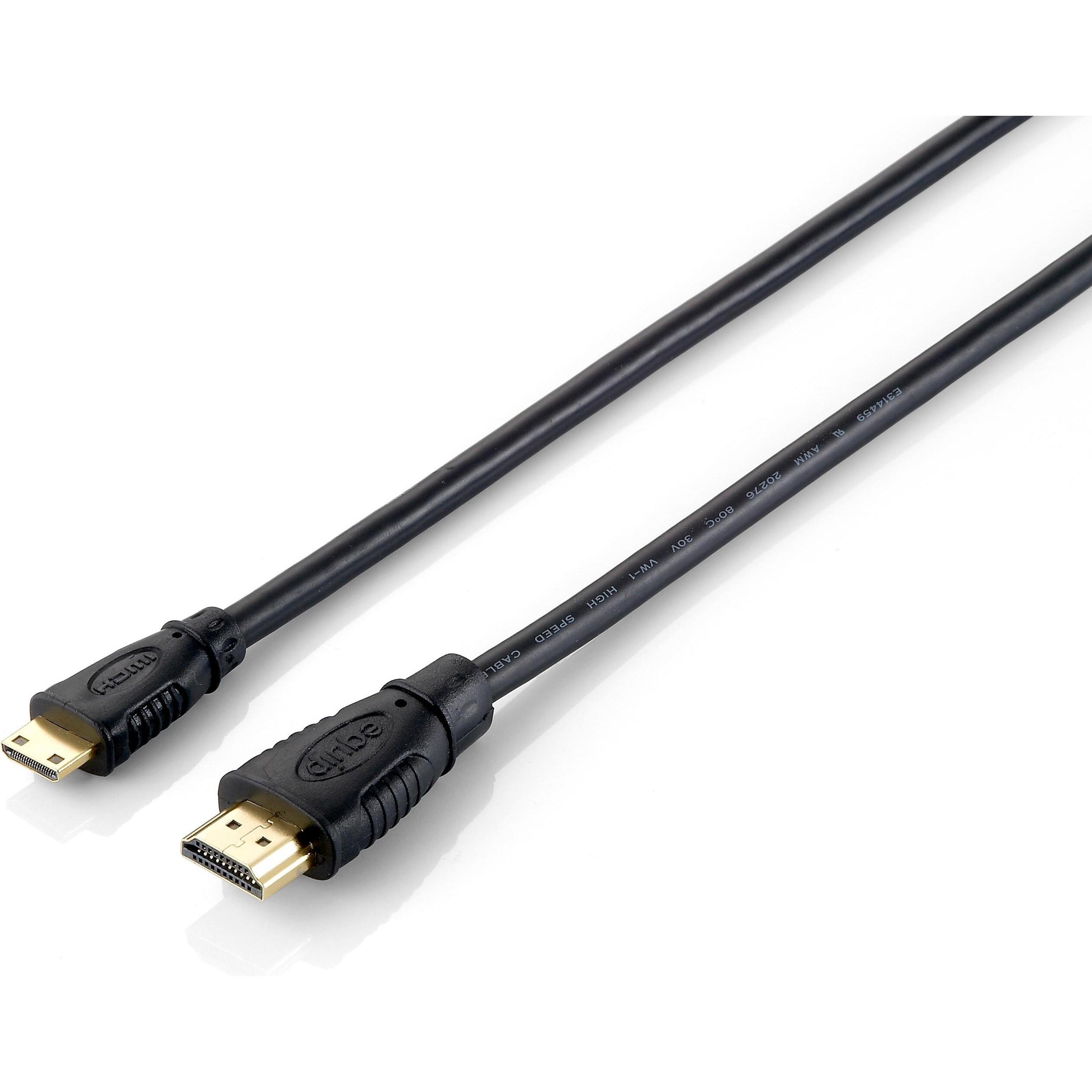 equip HDMI (Typ A) — mini HDMI (Typ C) (2 m), Cavo video, Nero