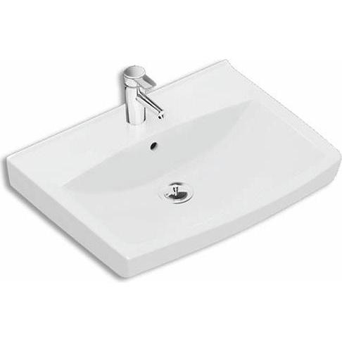 Geberit, Waschbecken, Spira Spülbecken gerade 57cm 15022 - Montagebolzen/Halterungen, mit Hahnloch und Überlauf. Tiefe
