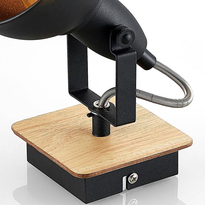 Actual product image Lindby Aylis Spot, black, wood, single flame (E14)