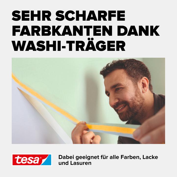 Produktbild tesa Malerkrepp Perfect+, Abdeckklebeband für präzises Abkleben im Innenbereich (50 mm)