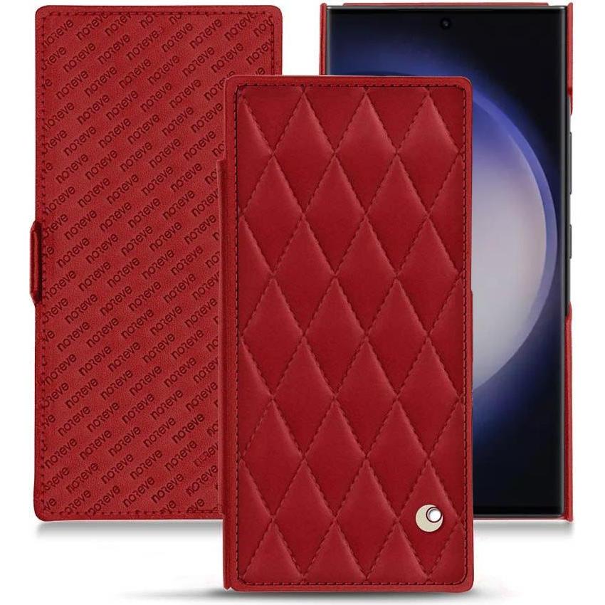 Noreve Lederschutzhülle horizontal (Samsung Galaxy S23 Ultra, Samsung Galaxy S24 Ultra), Smartphone Hülle, Rot