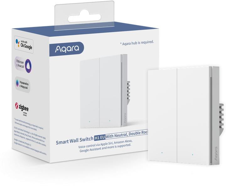 Actual product image Aqara Smart Wall Switch H1 White With Neutral, Double Rocker (Zigbee)