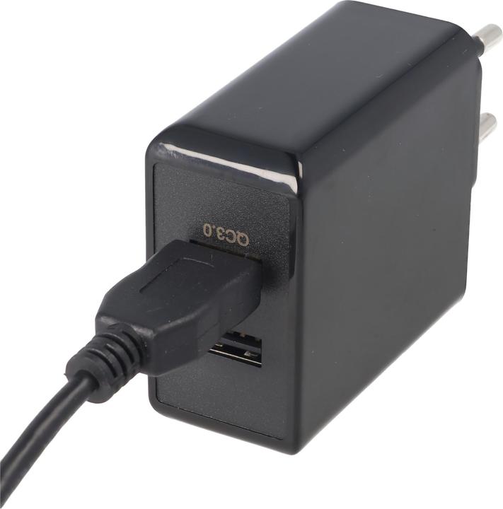Actual product image Goobay Dual USB fast charger USB QC3.0 28W black, charges up to 4x faster than standard chargers (28 W, 2 ports)