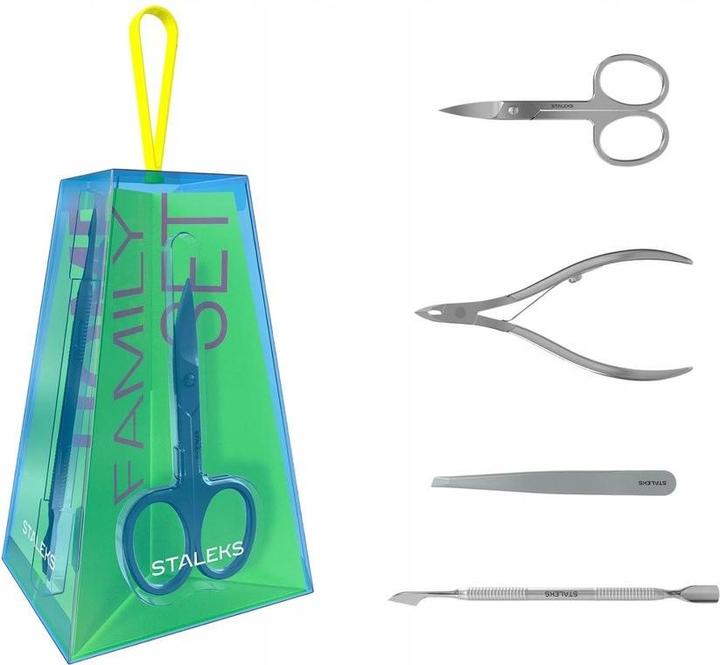 Actual product image Staleks Home Pro Family Cuticle Nippers, Nail Scissors, Manicure Pusher, And Eyebrow Tweezers Set