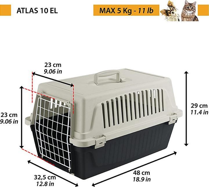 Produktbild Ferplast Atlas 10 EL - Trolley for pets, reddish black (Hund, Katze, Faltbar)