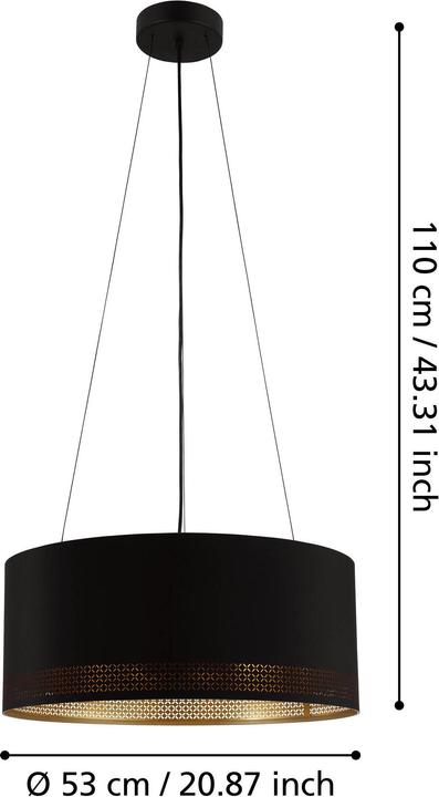 Produktbild EGLO Pendelleuchte ESTEPERRA 3x E27, Schwarz/Gold (E27)