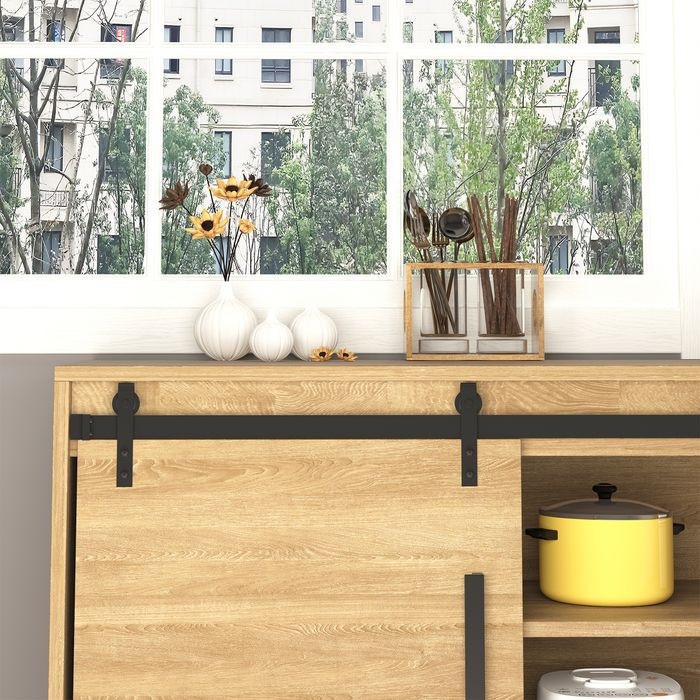 Immagine prodotto Swisshandel24 Sistema di porte scorrevoli Binario di scorrimento Ferramenta per porte doppie in legno Accessori