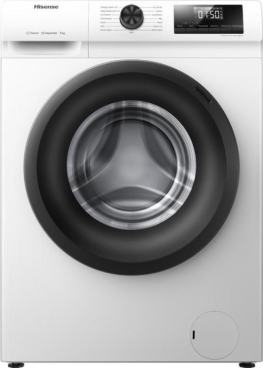 Hisense WFQP8014EVM Frontlader-Waschmaschine 8 kg 1400 U/min A Weiss (8 kg, Links)