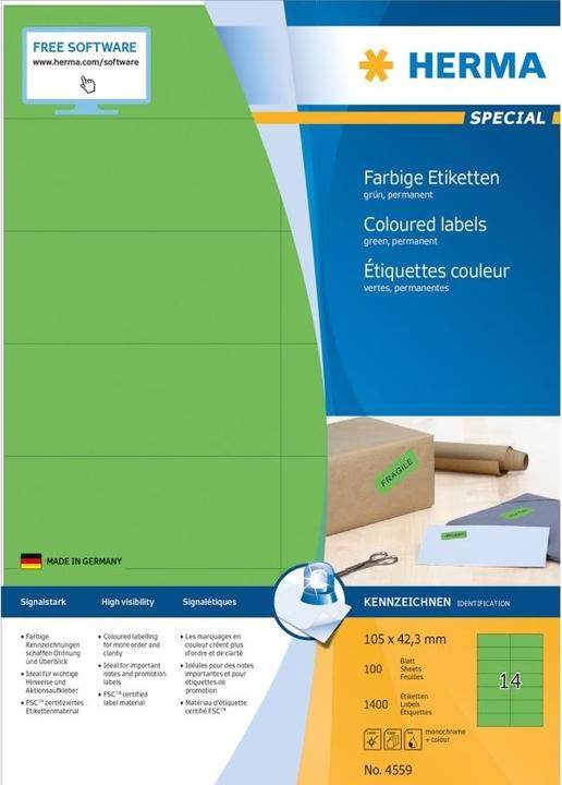 Produktbild HERMA Farbige Etiketten A4