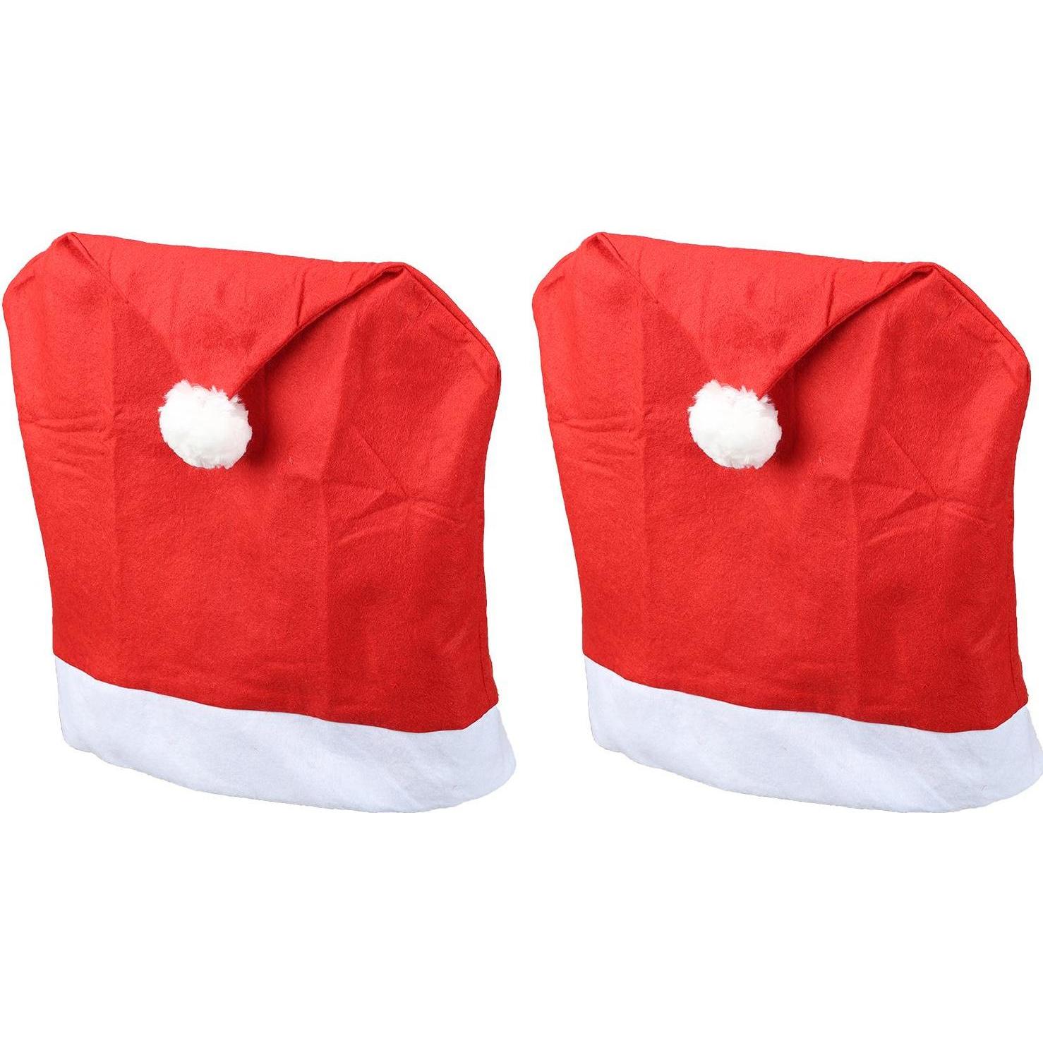 Novaliv, Stühle, Weihnachten Stuhlhussen 2er Set I Rot I Nikolausmütze I Stuhlbezug Weihnachtsdeko
