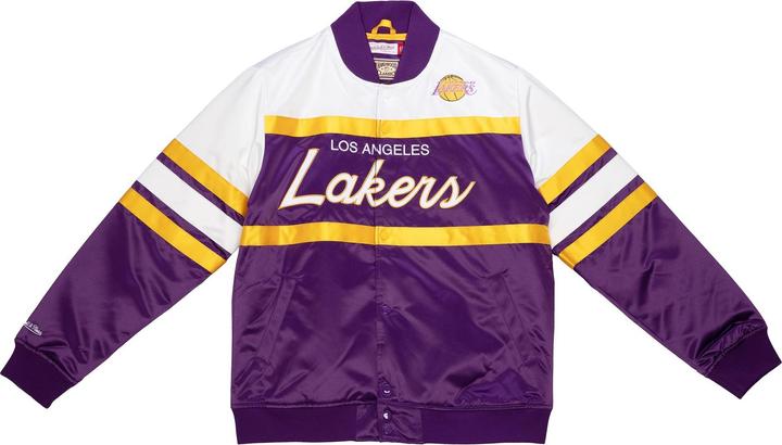 Actual product image Mitchell & Ness M&N Heavyweight Satin Jacket - SCRIPT Los Angeles Lakers - L (L)