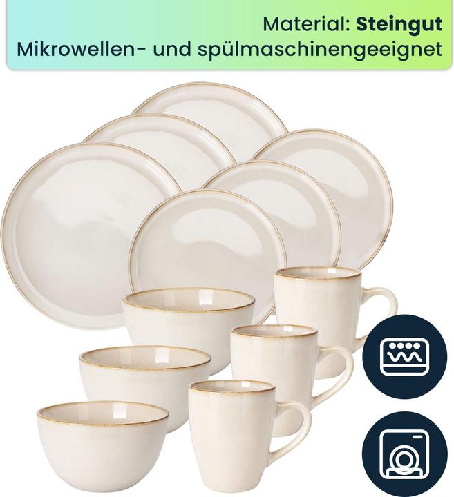 Produktbild Duka Edles Geschirr-Set aus Steingut, 16-teilig, creme-beige (16 Stk.)