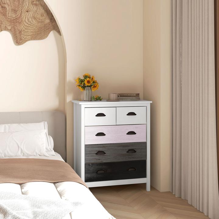 Image du produit Homcom Kommode MDF, Kiefernholz Weiss (70 x 38 x 85 cm)