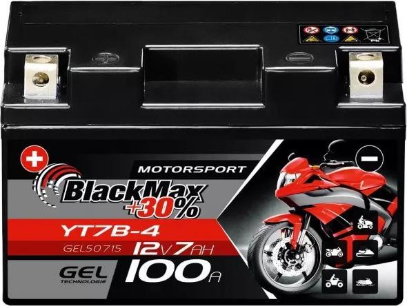 Produktbild BlackMax YT7-B4 Motorradbatterie Gel GT7B-4 (DIN 50715) (12 V, 7 Ah, 100 A)