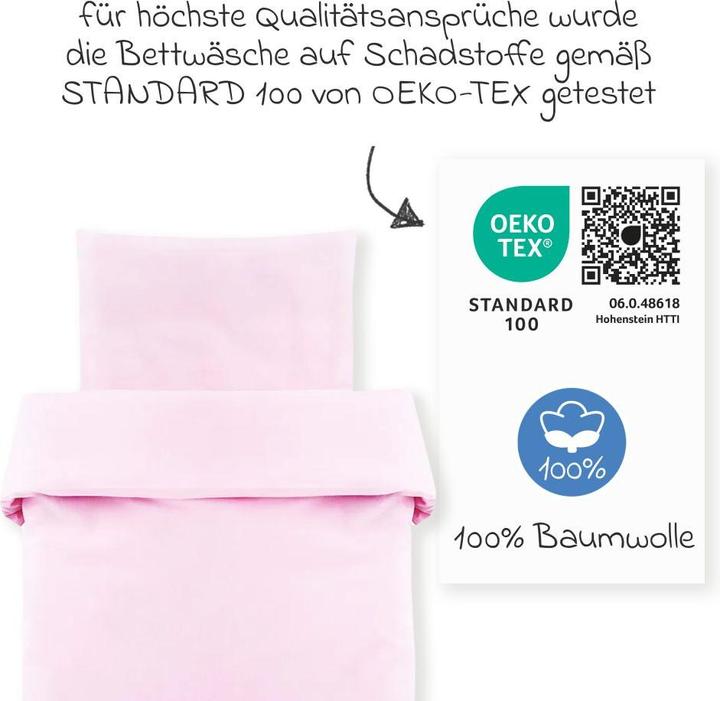 Produktbild Makian Babybettwäsche & Bettsets Bettwäsche 80 x 80 cm - Uni Rosa
