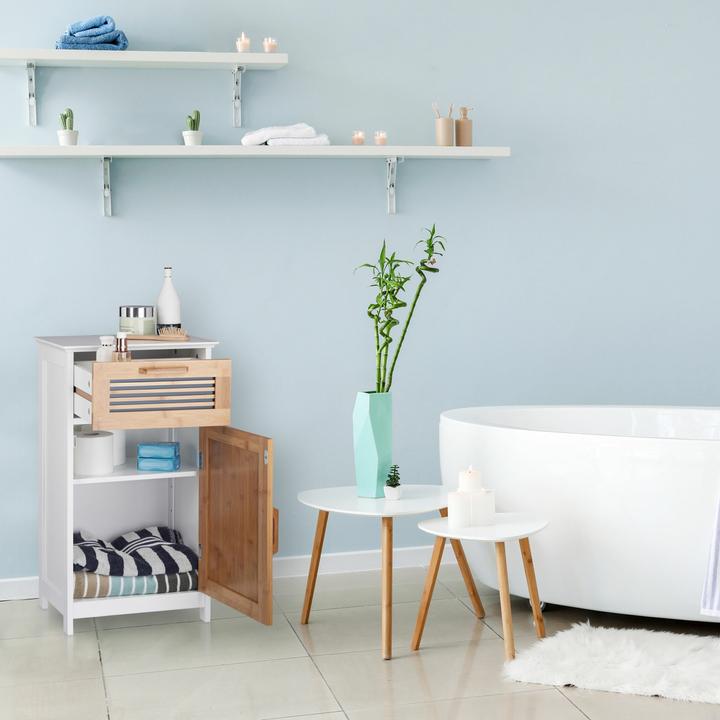 Image du produit Relaxdays Pouf coiffeuse, pieds en bois