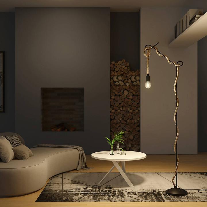 Actual product image Lucande Ropina floor lamp with hemp rope (E27)