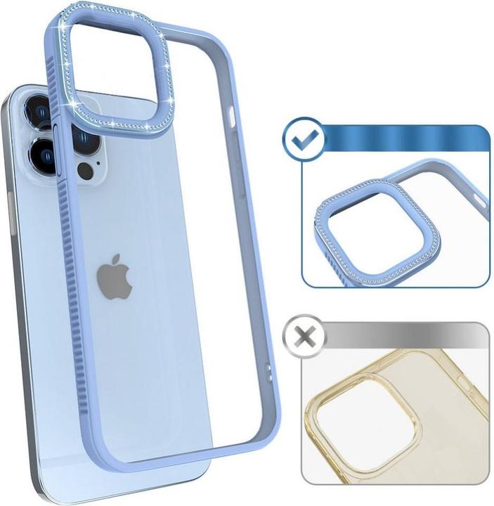 Productafbeelding Kingxbar Sparkle Series hoesje iPhone 13 Pro met kristallen achterkant blauw (Apple iPhone 13 Pro)
