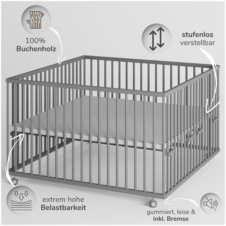 Image du produit Sämann Parc Premium avec barreaux amovibles (120 cm, 120 cm, Hêtre)