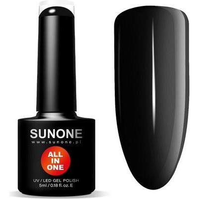 Sunne, Smalto per unghie, Sunone All In One Hybrid Nail Polish 3 In 1 Black Inez 5ml (Inez nera, Vernice UV gel)
