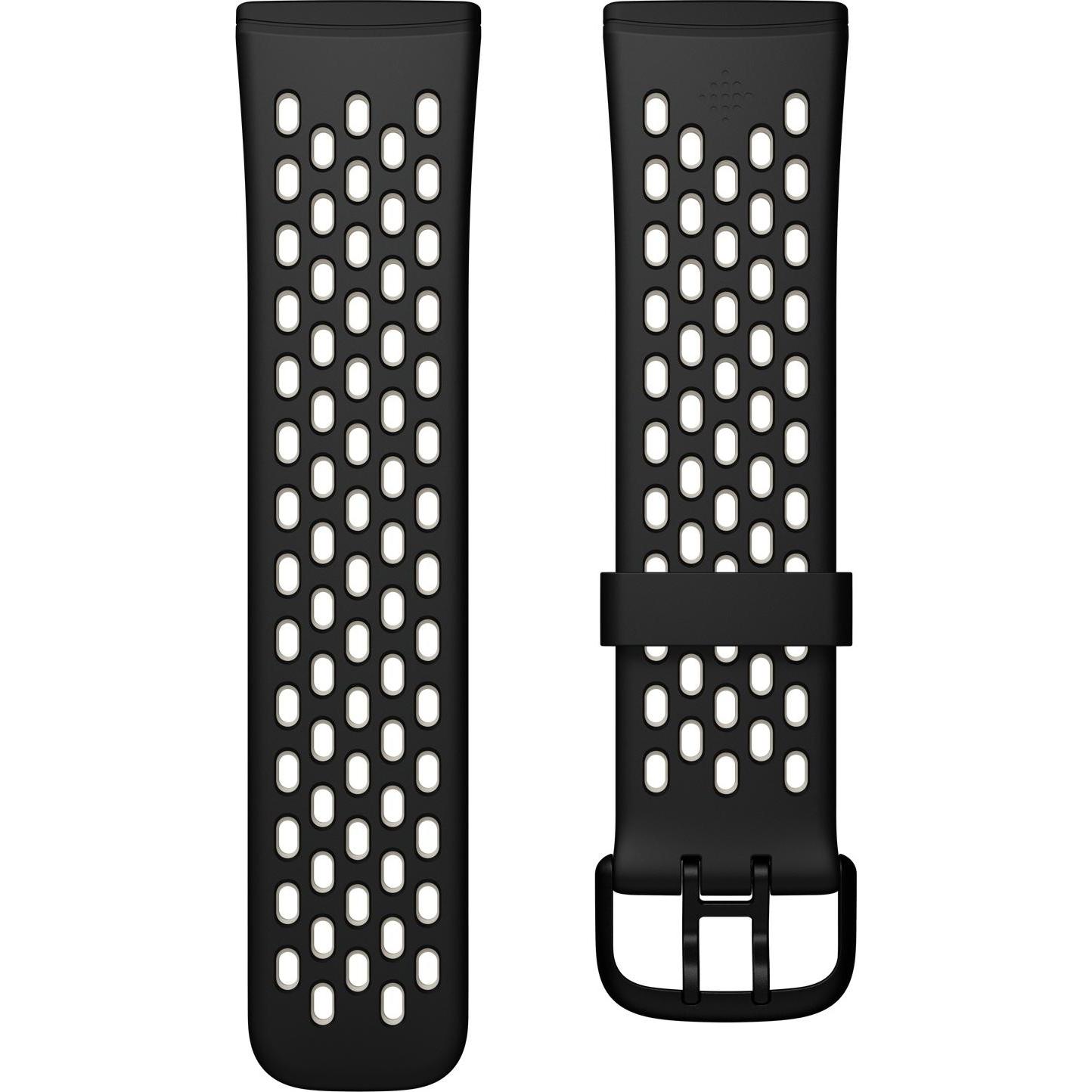 Thumbnail - Fitbit Versa 3/Sense Sportarmband L (Silikon, Versa 3, Sense), Uhrenarmband, Schwarz, Weiss