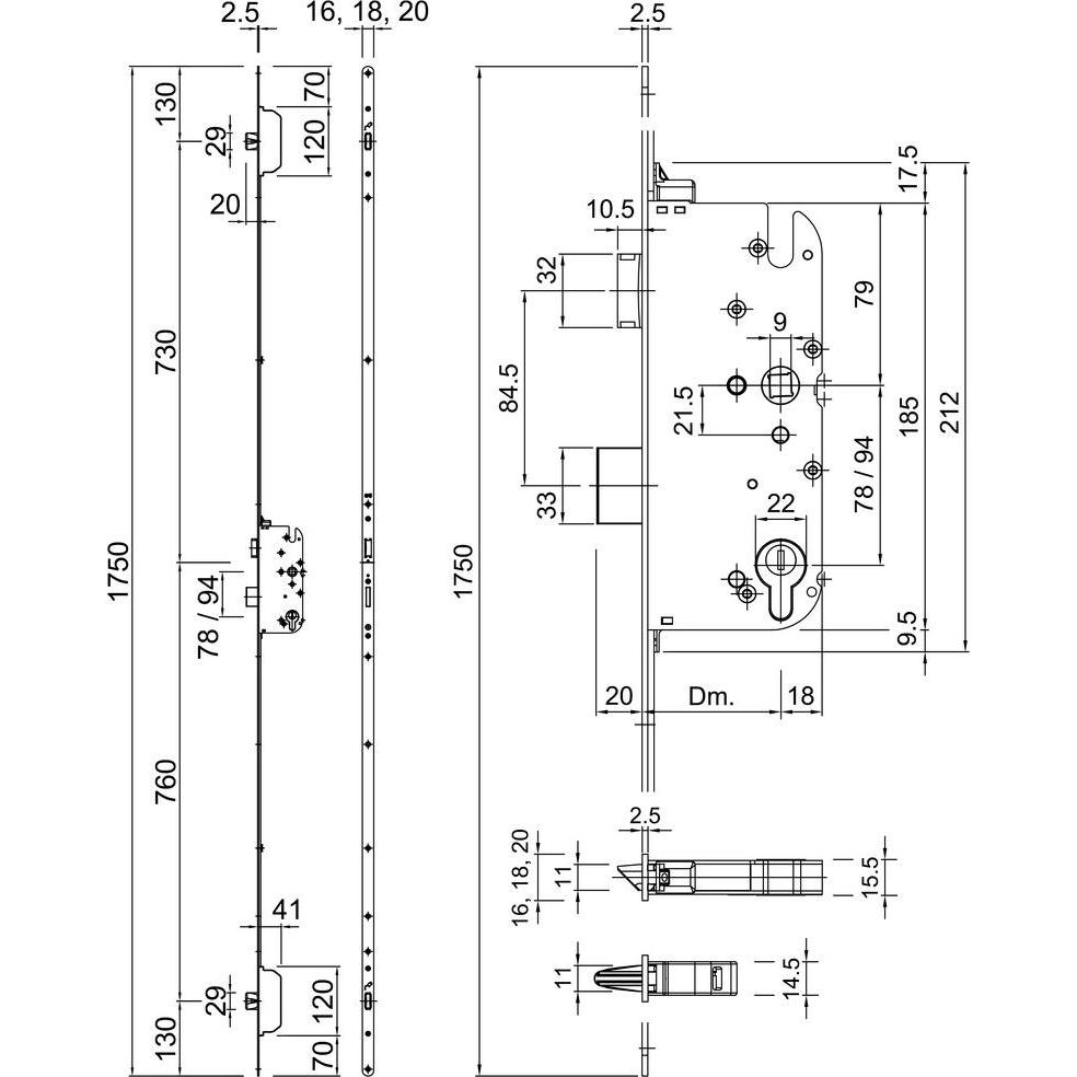 G-U, Türschloss + Schliesszylinder, Sicherheits-Einsteckverschlüsse GU-SECURY-N-MR 2 (Profilzylinder)